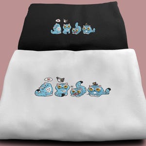 Embroidered Kpop Demon Hunter Tiger Sweatshirt – Derpy Tiger and Bird Sweatshirt, Saja Boys Kpop Fan Shirt, Cute Tiger Demon Hunters Shirt