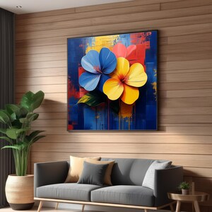 Vibrant Floral Canvas Art, Colorful Flowers Wall Art, Abstract Canvas Design, Ready to Hang, Modern Floral Print, Home Décor