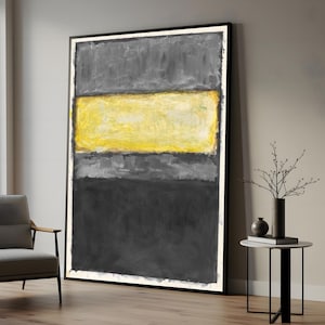 Gray Yellow Abstract Canvas, Rothko Inspired, Modern Art Print, Wall Art Canvas Design, Ready to Hang Decoration
