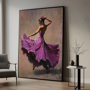 Flamenco Dancer Canvas, Spanish Dance Art, Pink Dress Canvas, Dance Wall Art, Wall Art Canvas Design, Ready To Hang Decoration