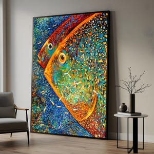 Colorful Fish Canvas, Multicolor Fish Wall Art, Ocean Life Canvas, Fish Wall Print, Wall Art Canvas Design, Ready to Hang Decoration