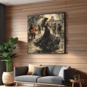 Flamenco Dance Canvas, Spanish Dancer Art, Guitarist Printing, Wall Art Canvas Design, Elegant Décor, Ready To Hang Decoration