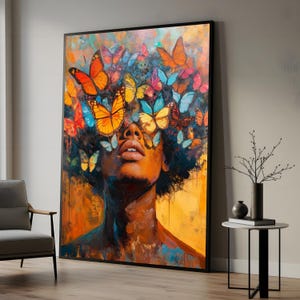 Sogni di farfalla su tela, ritratto di farfalla vibrante, arte murale colorata, design per arte murale su tela, decorazione pronta da appendere