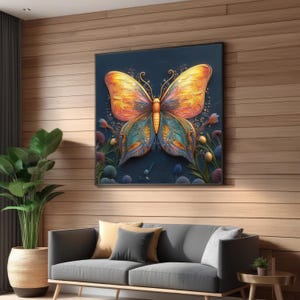 Vibrant Butterfly Canvas, Colorful Insect Art, Nature Wall Print, Wall Art Canvas Design, Ready To Hang Decoration, Floral Elegance