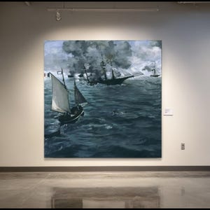Battle of the Kearsarge and Alabama Canvas, Edouard Manet Naval War Art, Historic Maritime Printing, Sea Battle Wall Decor, Canvas Wall Art