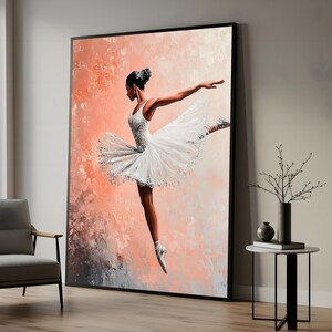 Elegante Ballerina Leinwand Kunst, Ballett Wanddruck, Tänzerin Druck, Anmutiger Sprung Poster, Wand Kunst Leinwand Design, Fertig zum Aufhängen