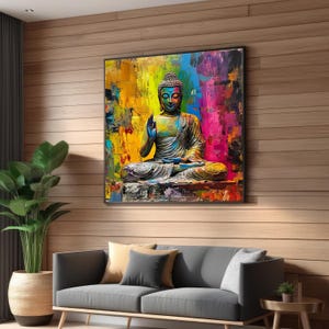 Colorful Buddha Canvas Art, Spiritual Wall Art, Multicolor Buddha Print, Zen Decor, Wall Art Canvas Design, Ready To Hang Decoration