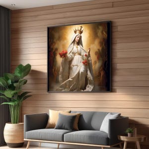 Divine Madonna Canvas, Blessed Virgin Wall Art, Religious Art Print, Heavenly Queen Decor, Wall Art Canvas Design, Ready To Hang