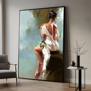 Elegant Woman Canvas, Classical Lady Wall Art, Romantic Floral Printing, Wall Art Canvas Design, Ready To Hang Decoration