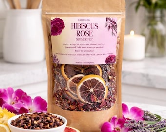 Hibiscus Rose Simmer Pot Kit – Natural Floral Citrus Home Fragrance Mix