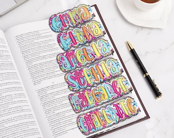 Personalized Bright Paisley Floral Magnetic Bookmark Clips | Doodle Design | Reading & Birthday Gift | Back to School