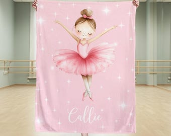 Personalized Ballerina Girl Throw Blanket - Custom Name, Soft Blanket for Home Décor, Birthday Gift for Ballet Lovers, Christmas Gifts