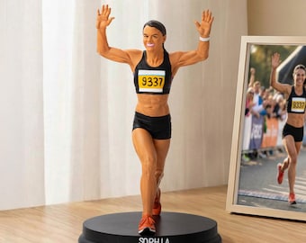 Personalized 3D Running Expert Photo Ornament with Name Collectible Statue Desk Decoration Birthday Gift for Running Lovers Marathon Runners