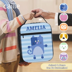 Personalized waterproof insulated lunch bag—Custom name, cute cartoon pattern, suitable for children, back to school gift, birthday gift
