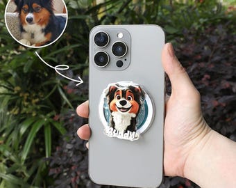 Personalized 3D Cartoon Dog Magnetic Phone Grip—Custom Name Phone Accessory, Birthday & Anniversary Gift for Dog Moms, Dads, and Pet Lovers