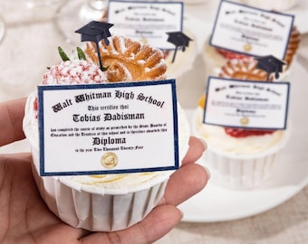 Personalised Class of 2026 Edible Graduation Certificate Cupcake Toppers—Set of 20 Cake and Cookie Toppers for Graduation Parties