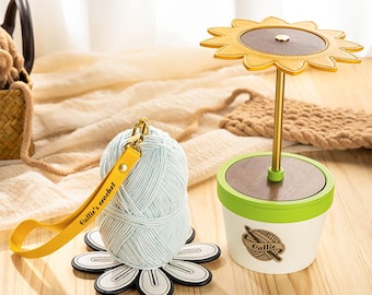 Porta-filato personalizzato a forma di girasole e margherita: incisione del nome personalizzabile, organizer da polso portatile, regalo di compleanno perfetto per gli amanti del lavoro a maglia.