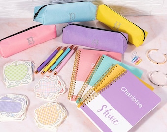 Kit de carnet personnalisé couleur macaron à faire soi-même : ensemble de papeterie avec prénom personnalisé, cadeau de rentrée et d'anniversaire pour adolescentes