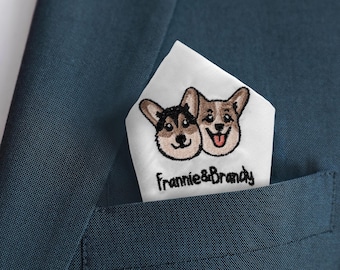 Pañuelo de algodón bordado personalizado para mascotas — Nombre personalizado — Un regalo ideal para bodas y cumpleaños para padrinos de boda y amantes de las mascotas.