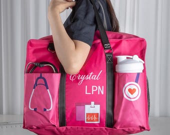 Large Nurse Bag With Custom Name, Canvas Large Nursing Bag With