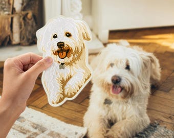 Toppe termoadesive personalizzate ricamate con foto di animali domestici: targhette personalizzate per cani e gatti, perfette per gli amanti degli animali, come regalo di compleanno o per gli appassionati di cucito.