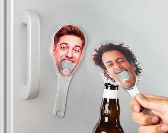 Personalized Funny Avatar Photo Bottle Opener—Magnetic Fridge Decor&Bar Accessory, Valentine Birthday Gift for Friends, Drinking Enthusiasts