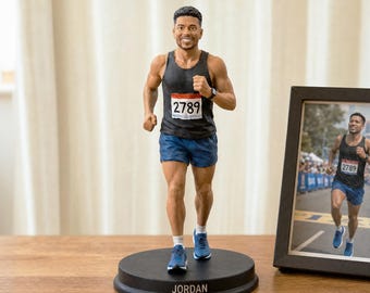 Gepersonaliseerde 3D-fotoornament hardloopexpert met naam standbeeld bureaudecoratie verjaardagscadeau voor hardlopers Marathonlopers