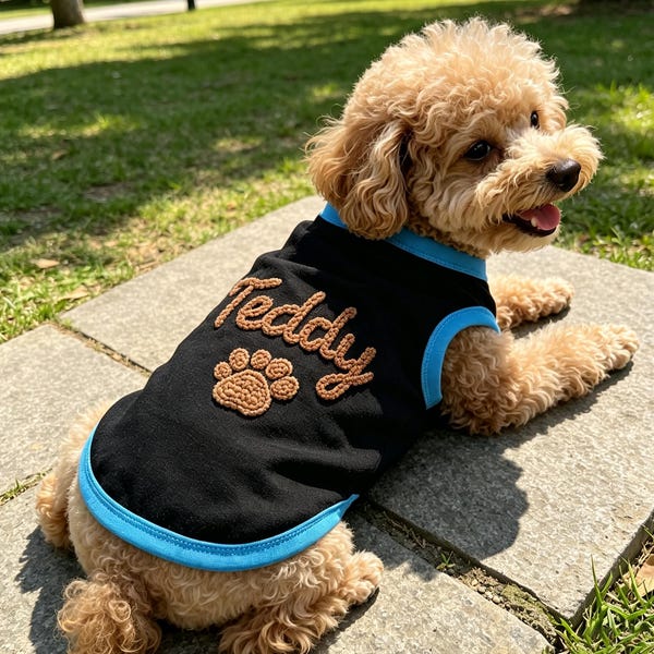 Individuell gestaltete Sommerkleidung für Haustiere, Hunde-Tanktop mit Katzen- und Hundenamen & -Symbolen, personalisierte Haustierartikel, Outdoor-Outfit für Hunde, Geschenke für Tierliebhaber