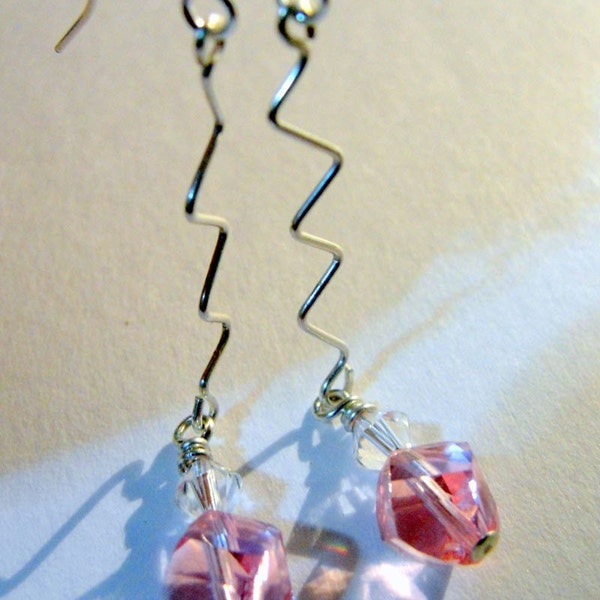 Simple and cute pair of swarovski pink earrings