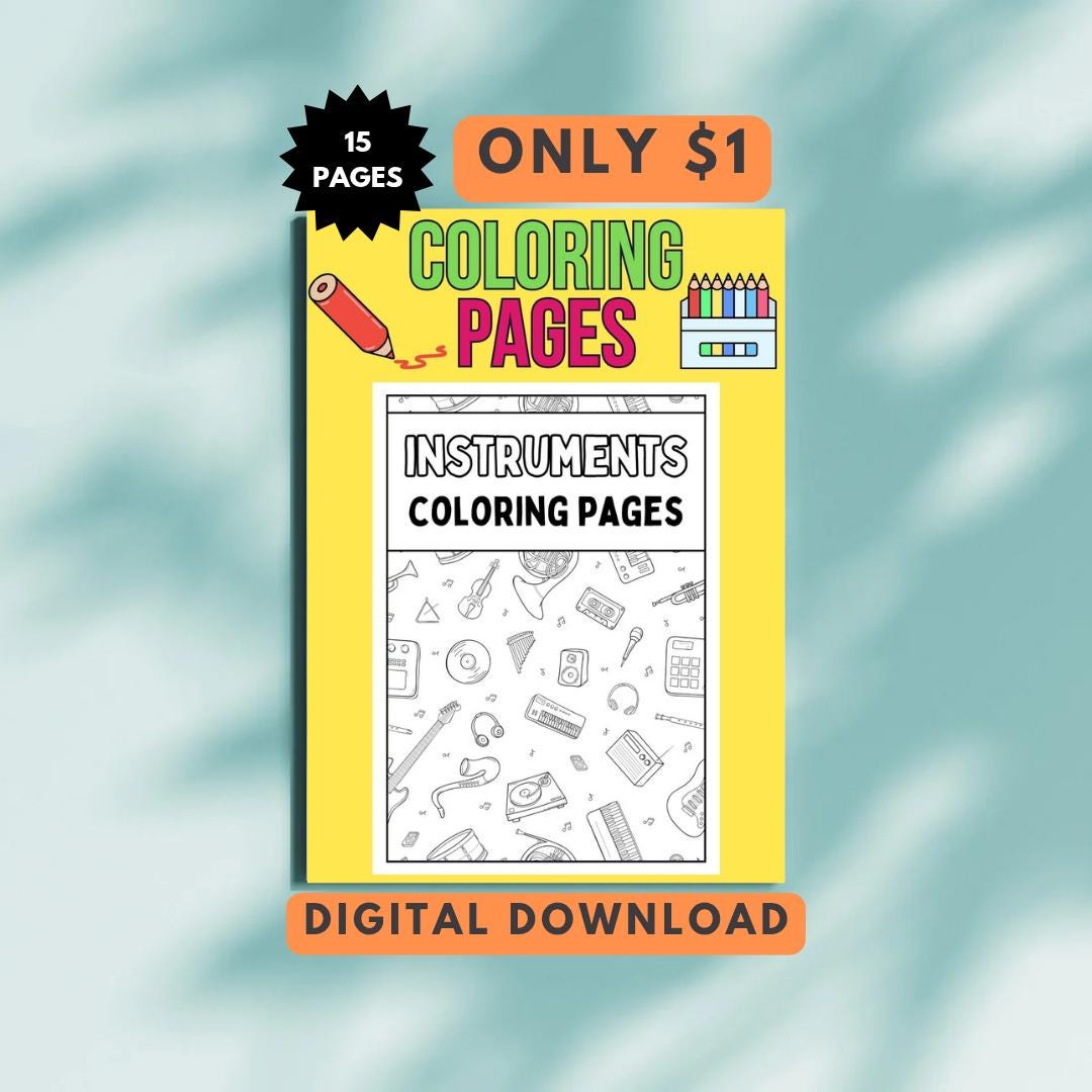 Paper Instruments Printable Printable Instruments Coloring Pages for Kids | 15 Relaxing Pages ...