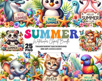 Sommer Clipart PNG Bundle, Pool Party PNG, Strandparty Clipart, Sommerurlaub PNG, Sommer Strand Tiere, kommerzielle Nutzung, digitaler Download
