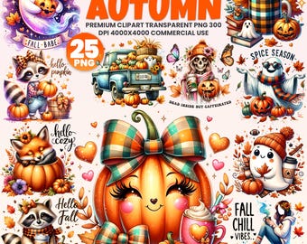 Herbst Clipart PNG Bundle: Herbst & Thanksgiving Designs (Digitaler Download)