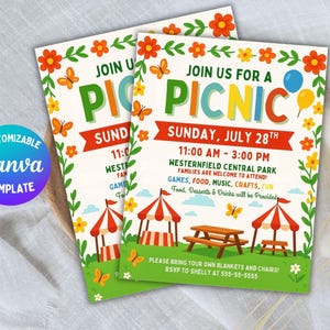 Editable Company Picnic Flyer, Family Picnic Fundraiser Invitation, Customer Appreciation Event Canva Template , Customer Appreciation flyer