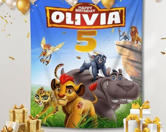 Custom Lion Guard Birthday Banner, Lion Guard TV Show Birthday Backdrop Birthday Party Theme Custom Name Kid Birthday Banner Disney Backdrop