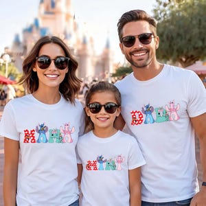 Camiseta familiar de Disney Lilo & Stitch, camiseta de los miembros de la familia de Disney Stitch, mini camiseta personalizada de Stitch Mama Dada, camisetas familiares de la película Lilo Stitch