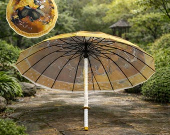 Automatic Folding Umbrella with Sword Handle inspired by Kaigaku Demon Slayer –Windproof UV Protection.