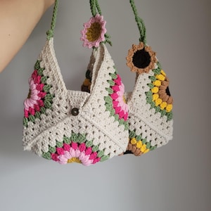 Mädchen Crossbody Mini Geldbörse, Daisy Girls Floral häkeln Tasche, handgefertigte Blumen Sweety, kleine Mädchen Umhängetasche, Kinder Geschenk, Kinder Umhängetasche,
