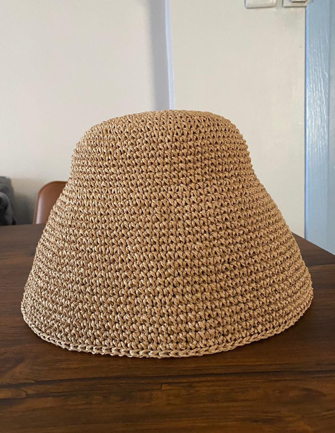 Handmade Raffia Bucket Hat for Women, Crochet Straw Sun Hat,summer ...