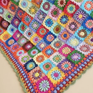Colorful Crochet Blanket, Granny Square Afghan, Handmade Boho Throw, Rainbow Patchwork Quilt, Cozy Hand-Knit Bedspread, Unique Gift for Her