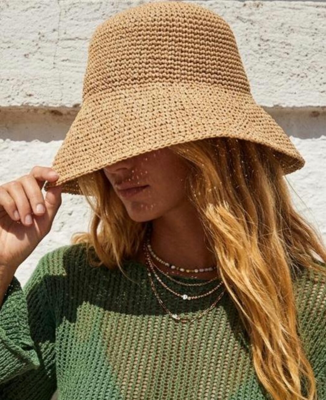 Handmade Raffia Bucket Hat for Women, Crochet Straw Sun Hat,summer ...