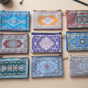 Türkischer Kilim Geldbörse, Boho Reißverschluss Beutel, Schutz vor dem bösen Blick