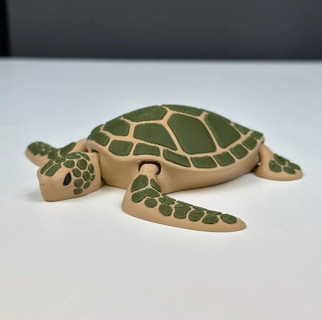 3D Printed Sea Turtle Articulated Ocean Animal Cute Collectible Toy ...