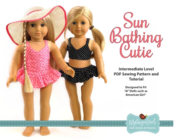Sunbathing Cutie Swimsuit for 18 Inch Dolls by MyAngieGirl - PDF Sewing Pattern