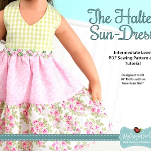 MyAngieGirl The Halter Sun Dress for 18 Dolls PDF Sewing Pattern image 1