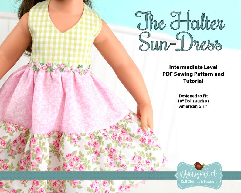 MyAngieGirl The Halter Sun Dress for 18 Dolls PDF Sewing Pattern image 1