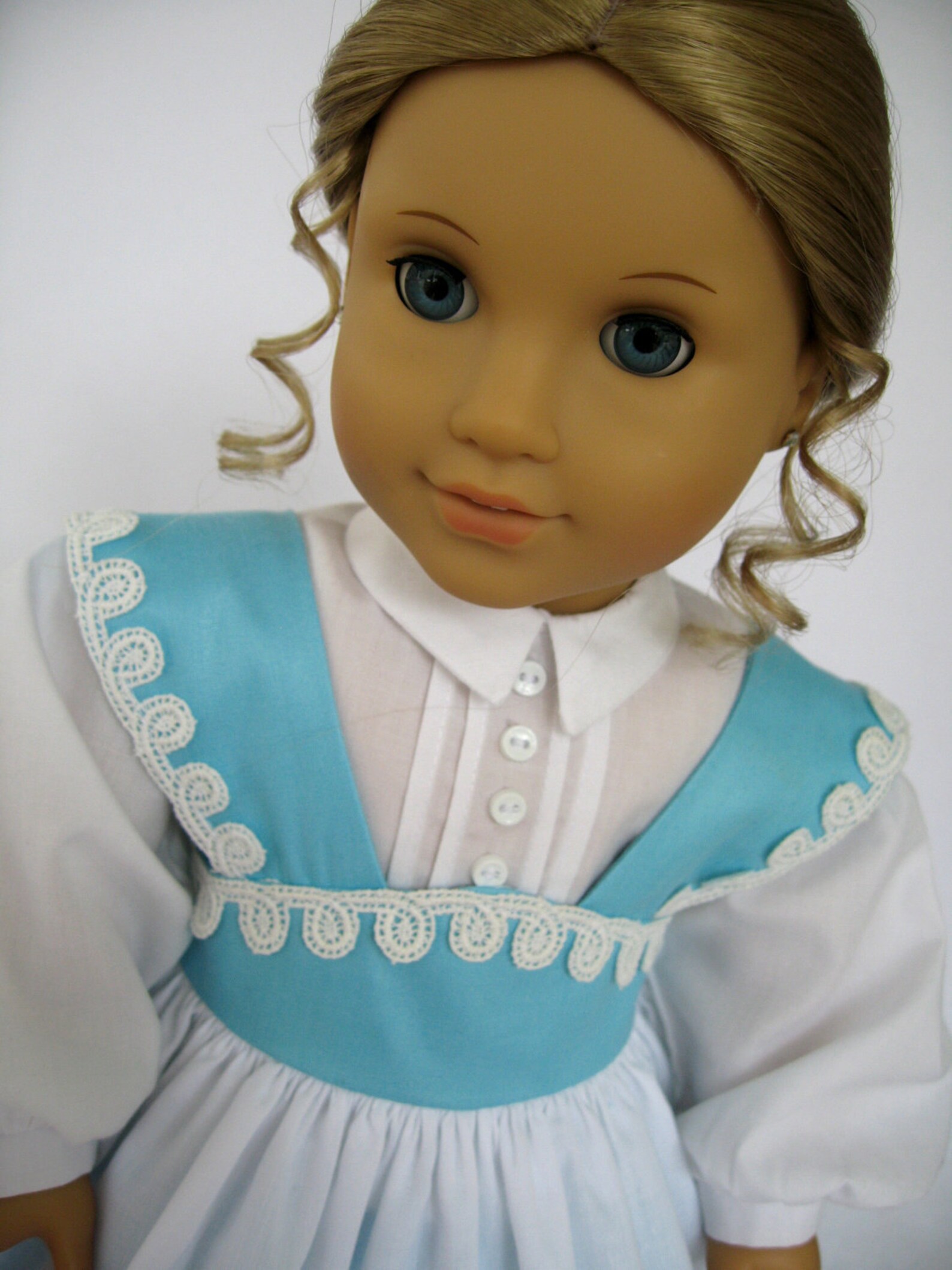 American Girl Doll Clothes Aqua Blue And White Mid 1800s Etsy