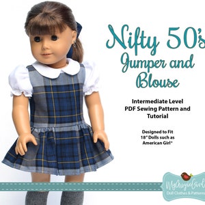 MyAngieGirl Nifty 50s Jumper and Blouse for 18 Inch Dolls - PDF Sewing Pattern