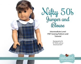 MyAngieGirl Nifty 50s Jumper and Blouse for 18 Inch Dolls - PDF Sewing Pattern