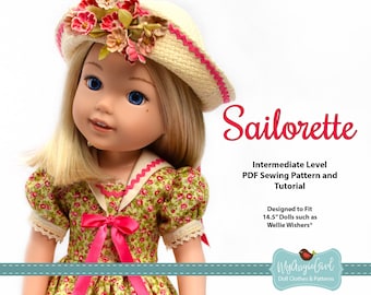MyAngieGirl Sailorette-jurk voor 14,5-inch poppen - PDF-naaipatroon