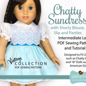 MyAngieGirl Chatty Sundress for 18 and 20 Inch Dolls - PDF Sewing Pattern